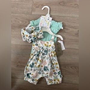 HONEST BABY 🦋 Floral Baby Outfit with Headband